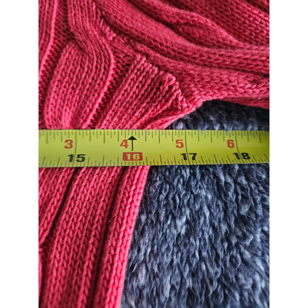 Polo Ralph Lauren Cable Knit Sweater Womens M Red Excellent Pima Cotton Slim Fit - Picture 6 of 7